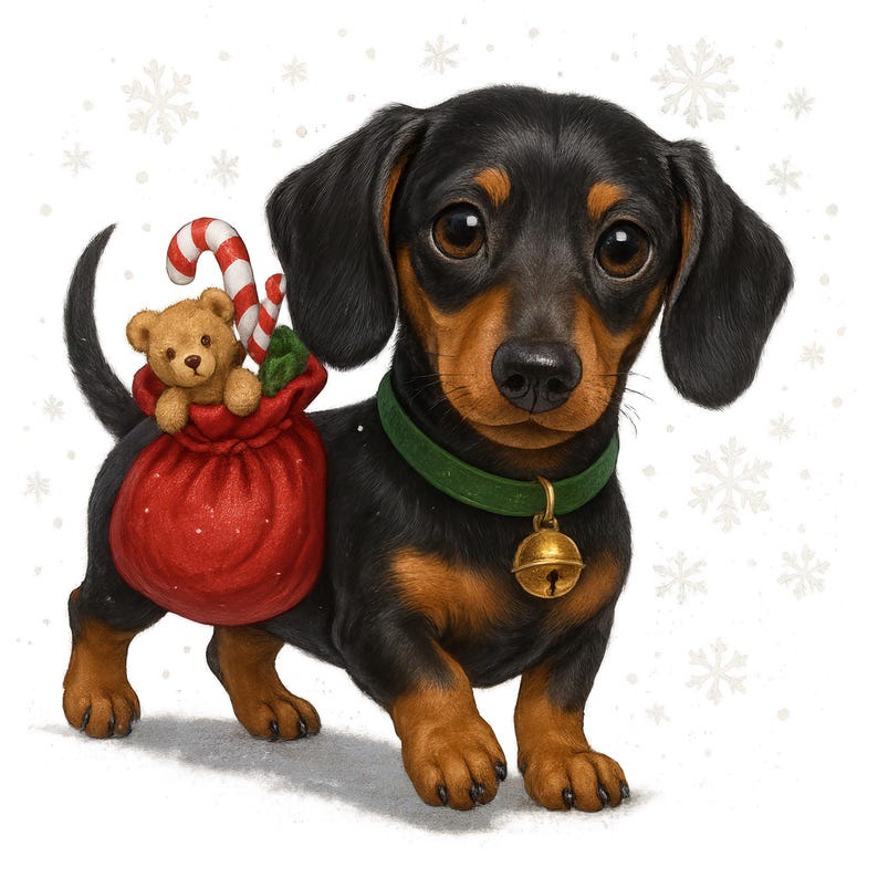 Christmas Dachshund Clipart Bundle: Holiday Wiener Dog PNG (instant ...