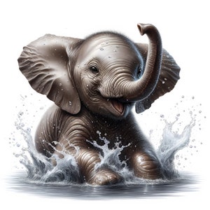 Baby Elefant Clipart | 11 hochwertige JPGs | Niedliche Baby Elefant Clipart | Safari Tier Kunst | Kinderzimmer Kunst | Kommerzielle Nutzung