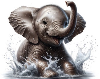Baby Elephant Clipart: Safari Nursery Art  (Commercial Use) (Digital Download) 11 JPG