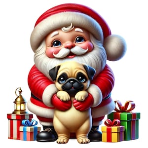 Clipart Père Noël mignon | 10 fichiers JPG de haute qualité | Adorable lot de cliparts Père Noël | Décoration des Fêtes du Père Noël | Imprimables | Utilisation commerciale