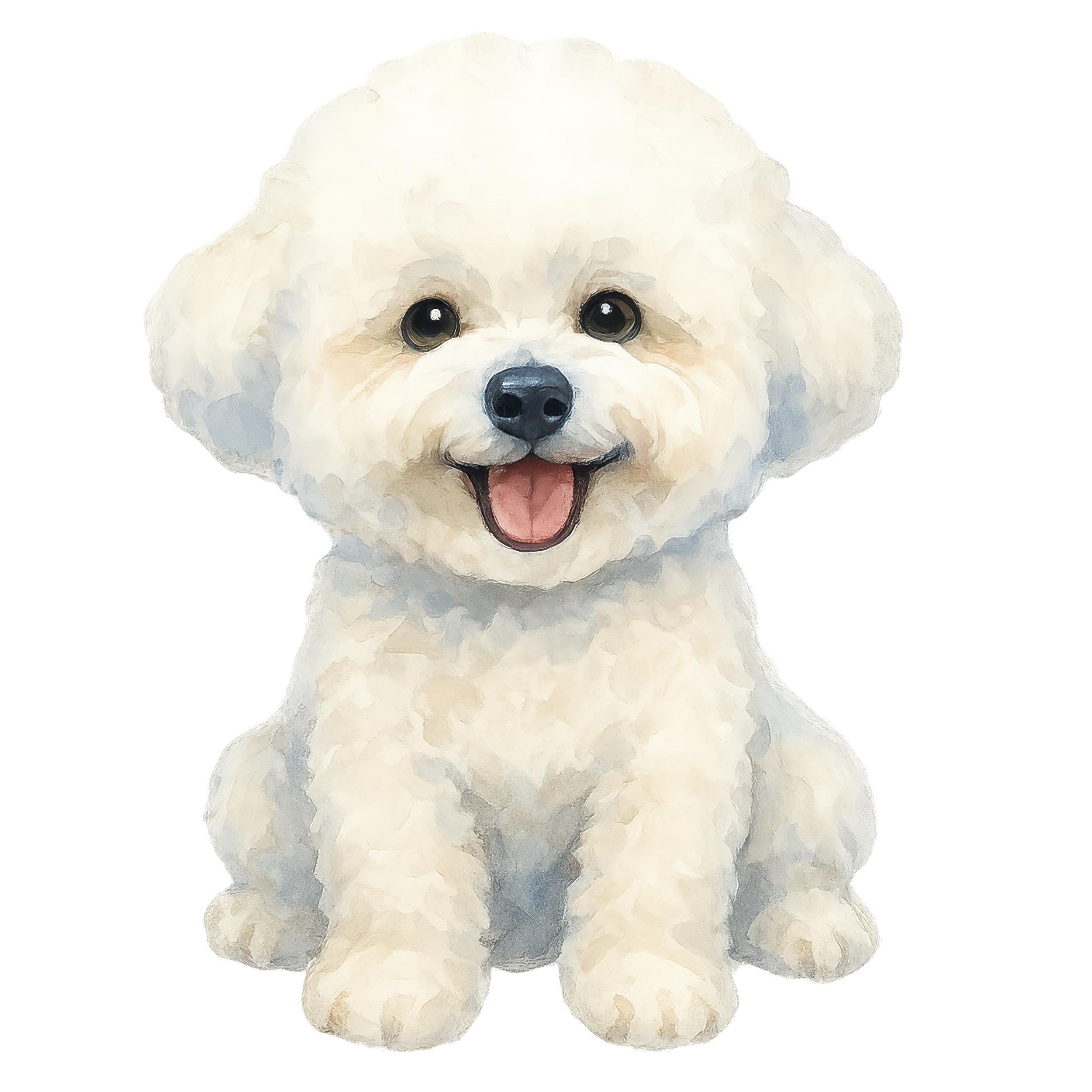 水彩画のビション・フリーゼのクリップアート：犬のアート PNG、10 枚