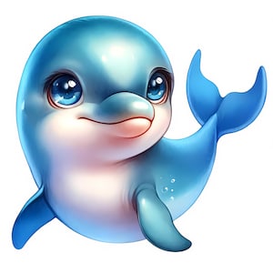 Clipart dauphin mignon | 11 fichiers JPG de haute qualité | adorable lot de cliparts dauphins | Art mural | Créations en papier | Art de l'océan | Utilisation commerciale