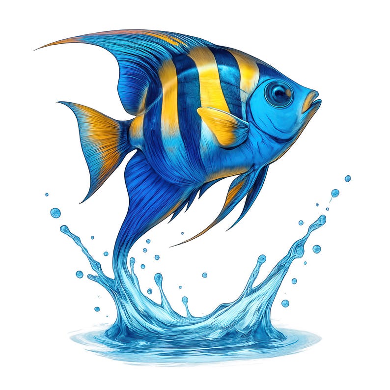 Angelfish Clipart Bundle: Tropical Fish Graphics, Digital Download, PNG ...