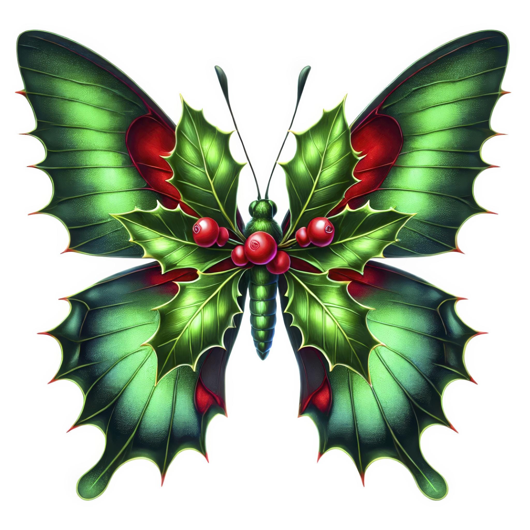 Christmas Butterfly Clipart: Festive Holiday Butterflies (digital ...