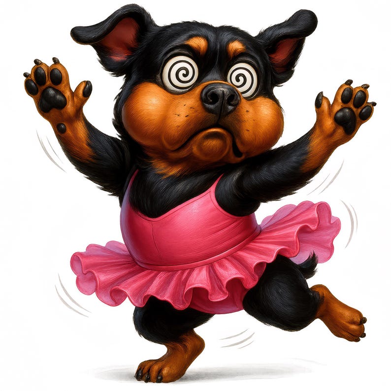 Funny Rottweiler Clipart Bundle: Playful Dog Art (digital Download, Set ...