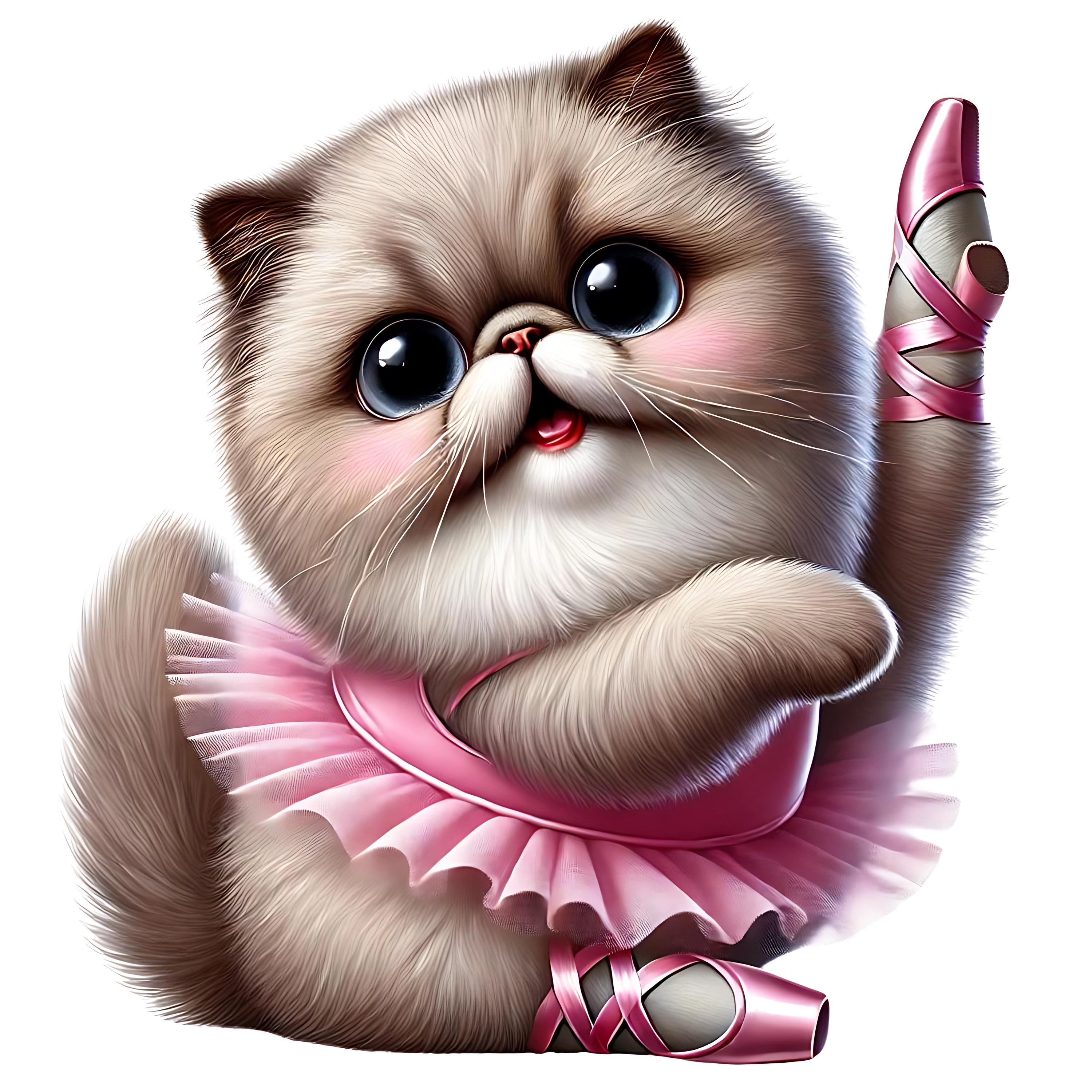 Ballet Cat Clipart: Dancing Kitten Art, Ballerina Graphics (digital ...