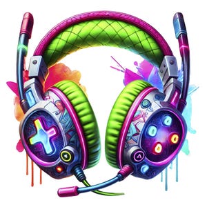 11 PNG | Spiel Kopfhörer Clipart | Lebendiges Spiel Kopfhörer Clipart Bundle | Gaming Art | Videospielkunst | Drucksachen | Kommerzielle Nutzung.