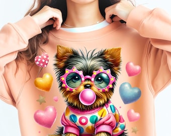 Yorkshire Terrier PNG, Funny Yorkie with Bunny Ears (Digital Download)