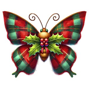 Christmas Butterfly Clipart: Festive Holiday Butterflies (digital ...