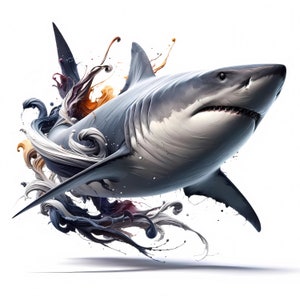 3D Shark Clipart | 10 High-quality Jpgs | Whimsical 3D Majestic Shark ...