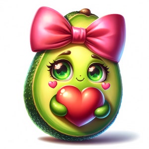 Leuke avocado-clipartbundel - 12 hoogwaardige jpg's - schattige avocado - kinderkamerdecoratie - avocadokunst - printables - commercieel gebruik
