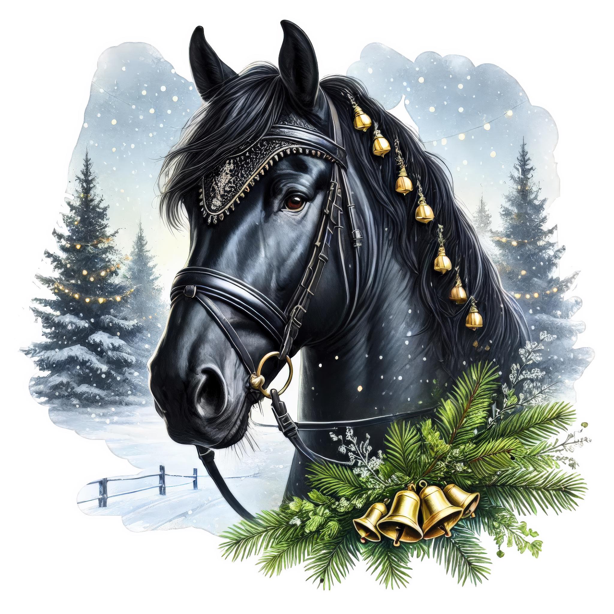 Christmas Horse Clipart Bundle: Festive Holiday Horses (digital ...