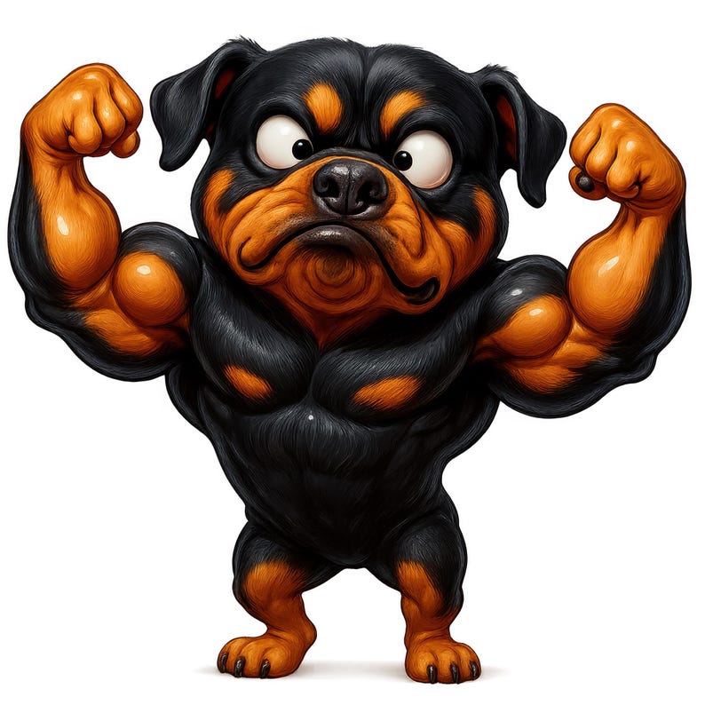 Funny Rottweiler Clipart Bundle: Playful Dog Art (digital Download, Set ...