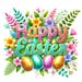10 Floral Happy Easter Clipart: Glitter Easter Eggs (PNG, Digital ...
