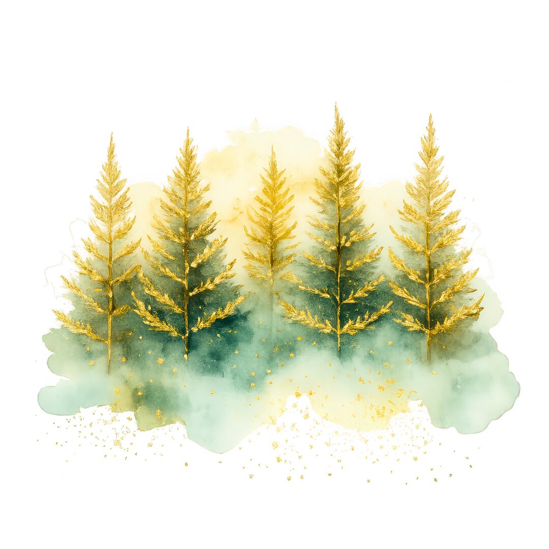 Watercolor Christmas Trees Clipart, Hand Painted Xmas Tree, Digital ...
