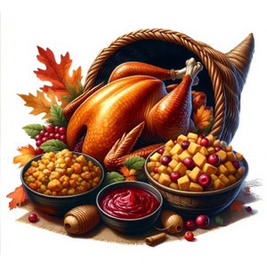 Cornucopia Clipart / 12 JPG di alta qualità / Pacchetto di clipart di cornucopia del Ringraziamento 01 / Arte murale / Arte autunnale / Materiali stampabili / Uso commerciale
