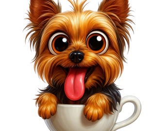 Pacchetto di divertenti clipart di Yorkshire Terrier: adorabili stampe di Yorkshire Terrier (download digitale, set da 10)