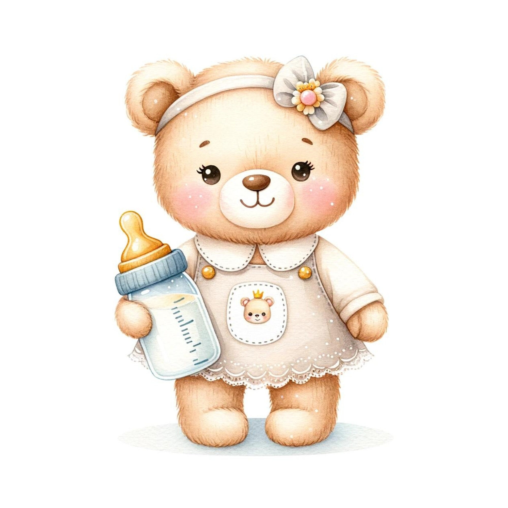 Teddy Bear With Baby Bottle Clipart 15 High-quality Jpgs Baby Shower