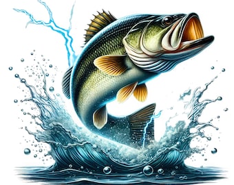 Clipart di pesce persico saltatore / Pacchetto di pesca (download digitale) Set di 10 PNG