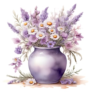 Vase de fleurs des cliparts - 12 fichiers JPG premium - téléchargement numérique - fabrication de cartes, techniques mixtes, créations numériques en papier, usage commercial