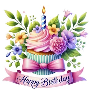 Geburtstag Cupcake Clipart | 15 hochwertige PNGs | Alles Gute zum Geburtstag Cupcake Clipart | Geburtstagsfeier | Geburtstagskarte | Kommerzielle Nutzung