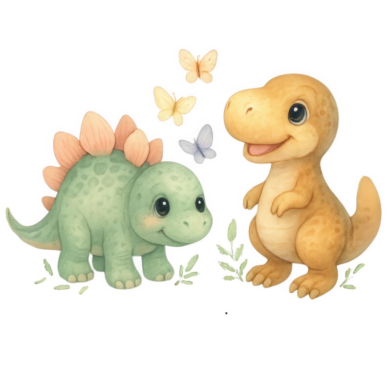Watercolor Dinosaur Clipart Set: Baby Dino Pngs for Nursery (digital ...