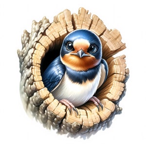 Clipart Oiseau Hirondelle | 12 fichiers JPG de haute qualité | Lot de cliparts | Art mural | Art animalier | Art d'oiseau printanier | Imprimable | Utilisation commerciale