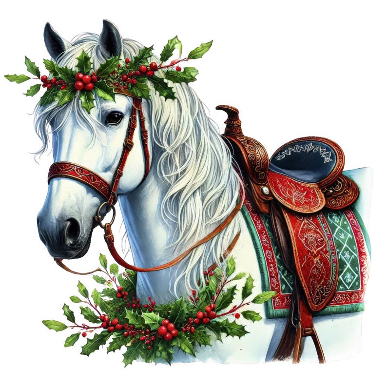 Christmas Horse Clipart Bundle: Festive Holiday Horses (digital ...