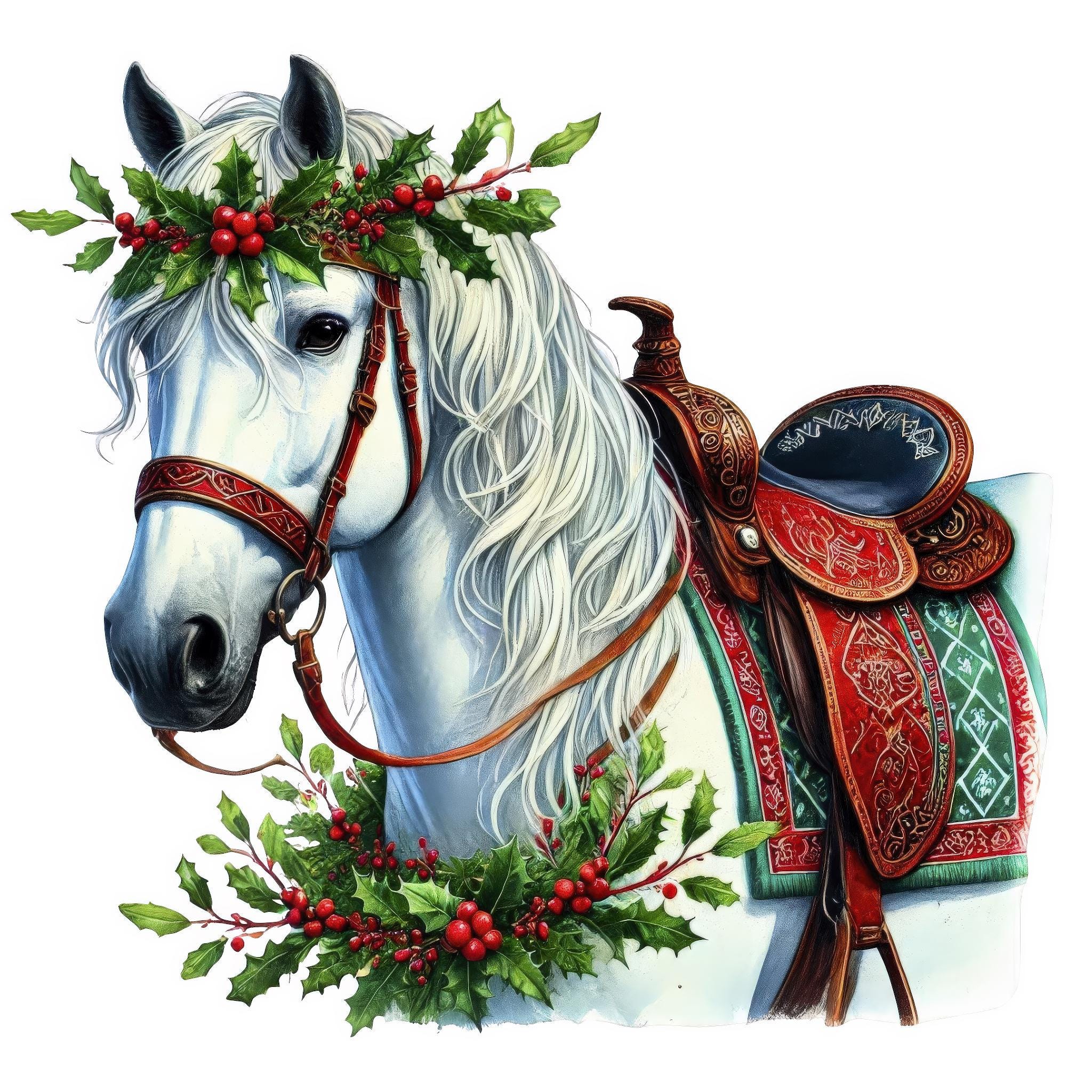 Christmas Horse Clipart Bundle: Festive Holiday Horses (digital ...
