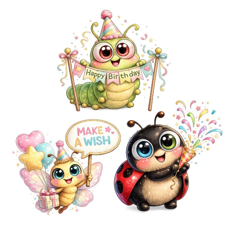 Celebrating Insects Insects Birthday Clipart, Bee Butterfly Ladybug Graphics (digital ...