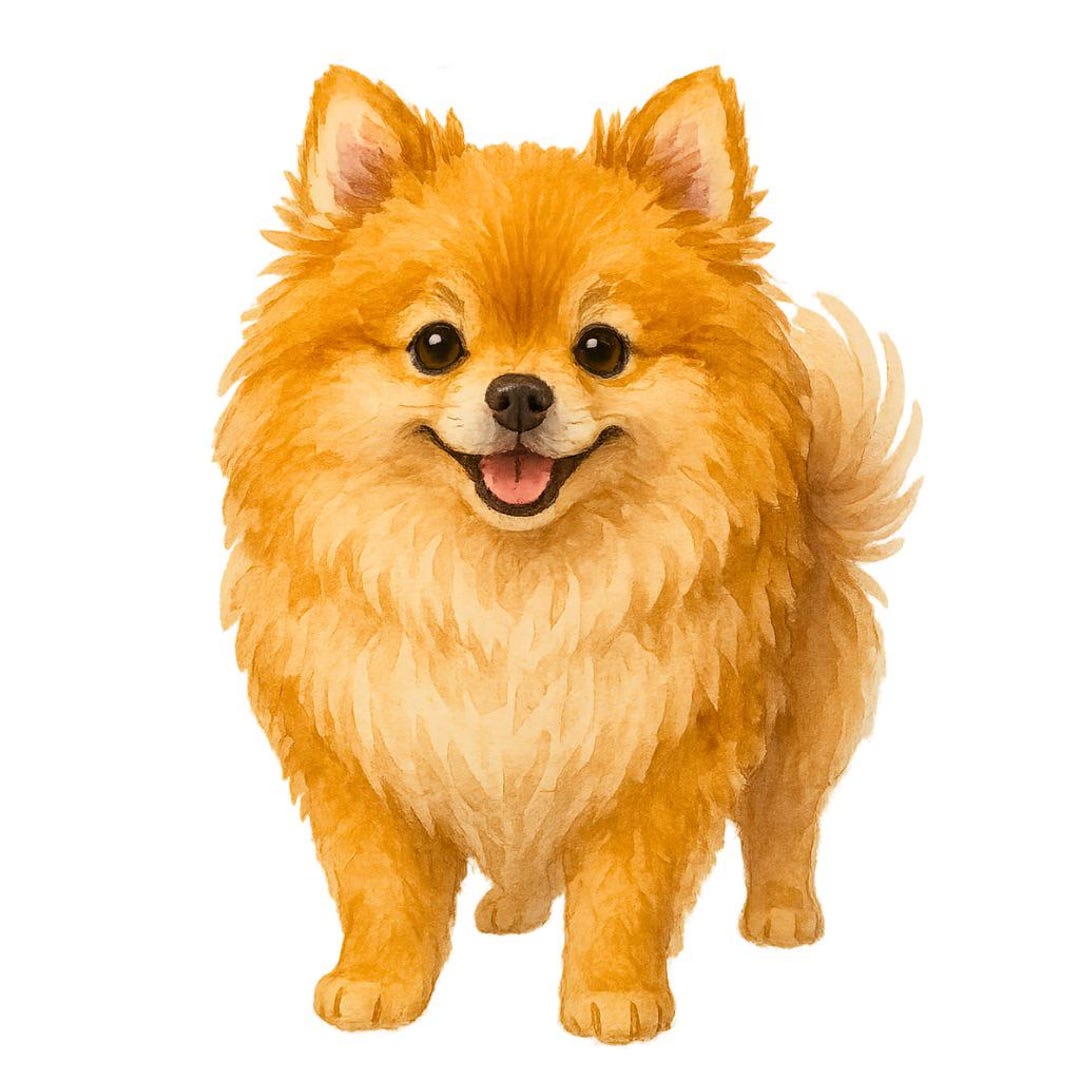 ポメラニアン クリップアート バンドル、水彩画 ポメラニアン PNG、犬