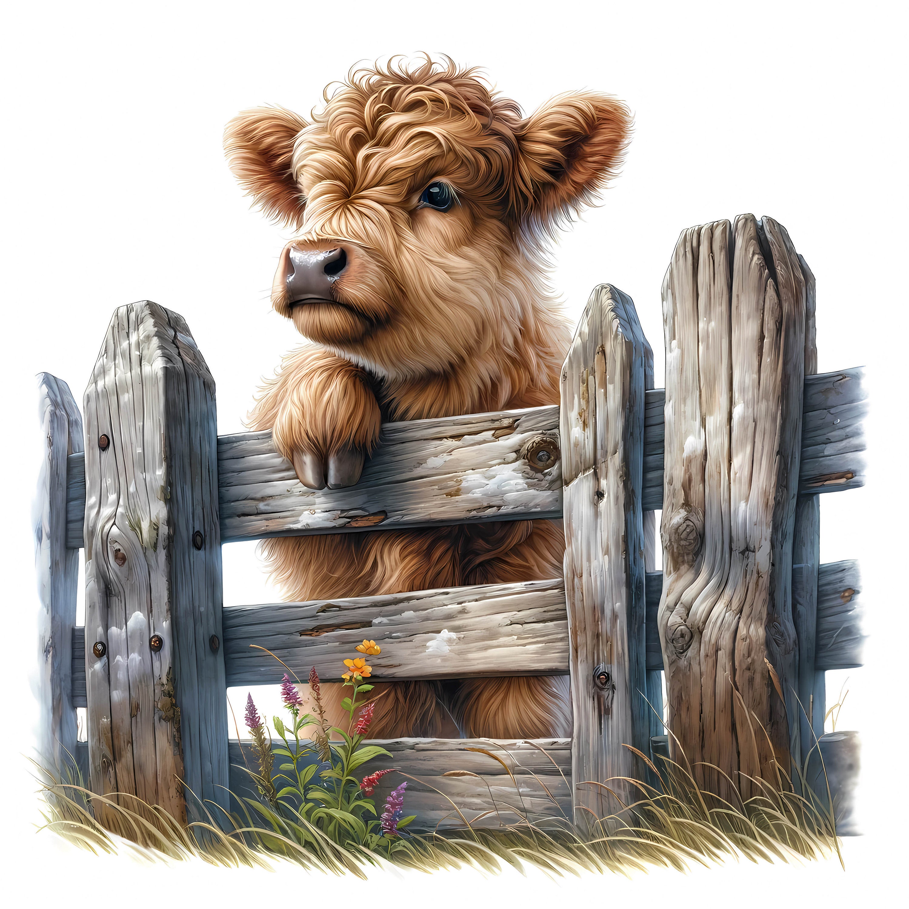 Baby Highland Cow Clipart – Farmhouse Style Art (JPG Digital Download ...
