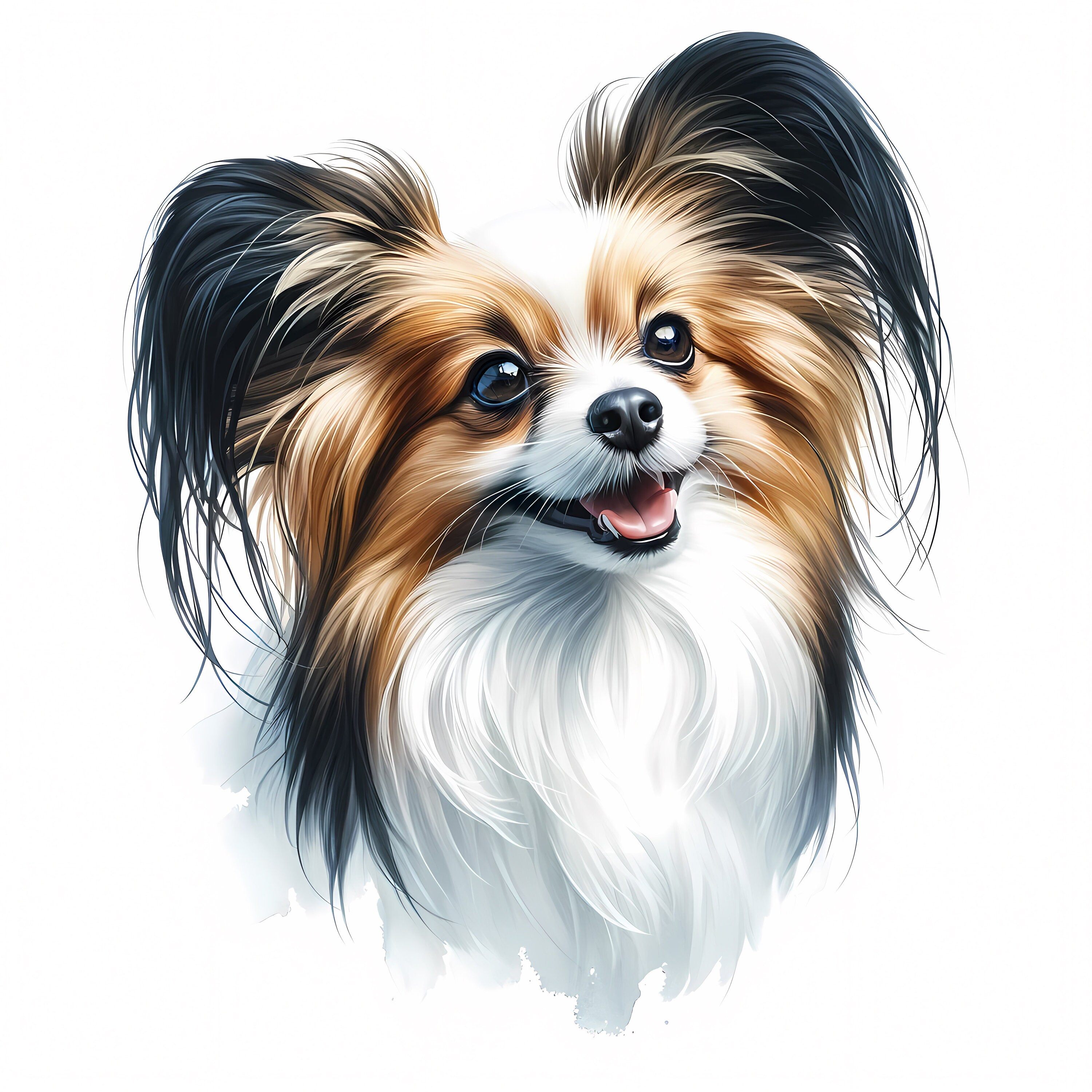パピヨン犬のクリップアートバンドル | 水彩画スタイル（デジタル