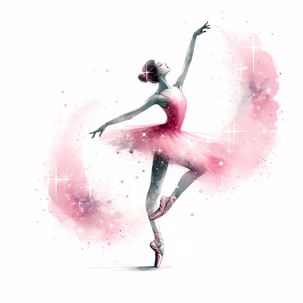 Clipart danseuse de ballet - 12 fichiers JPG de haute qualité - ensemble de cliparts ballerine - fabrication de cartes, art mural, créations en papier, impressions numériques, usage commercial