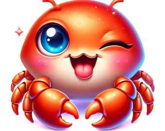 Cute Crab Clipart | 11 High-Quality JPGs | Adorable Cute Crab Clipart Bundle | Wall Art | Ocean Animals Art | Printables | Commercial Use