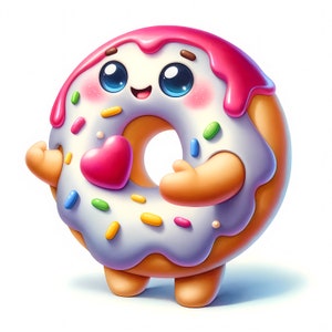 Cute Donuts Clipart | 12 JPGs de alta qualidade | Pacote de clipart de donuts fofos e adoráveis | Arte de guloseimas doces | Imprimíveis | Uso comercial