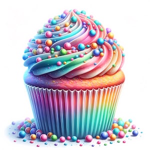 Clipart Cupcake | 13 fichiers JPG de haute qualité | Lot de cliparts de petits gâteaux saupoudrés | Art mural | Conceptions numériques | Créations en papier | Utilisation commerciale