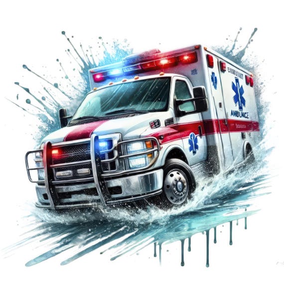 Ambulance Clipart Bundle: Emergency Vehicle Art (12 PNG/JPG) (Digital Download)