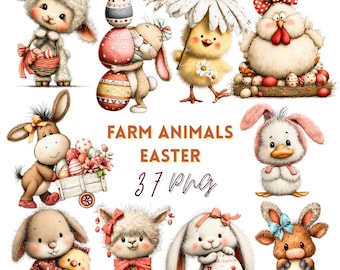 Clipart pasquali stravaganti: grafica primaverile festiva, download digitale, 37 file PNG