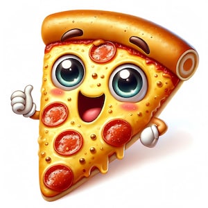 Imágenes prediseñadas de pizza linda / 12 archivos JPG de alta calidad / Paquete de imágenes de rebanadas de pizza encantadoras / Arte mural / Arte culinario / Imprimibles / Uso comercial
