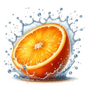 Clipart de naranja - 12 JPG de alta calidad - Paquete de imágenes de naranja jugosa - Decoración de cocina - Arte con cítricos - Imprimibles - Uso comercial