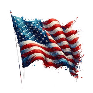 Clipart de la bandera de EE. UU. / 12 archivos JPG de alta calidad / Paquete de clipart del orgullo de EE. UU. / Clipart patriótico / Arte con la bandera estadounidense / Manualidades de papel / Uso comercial
