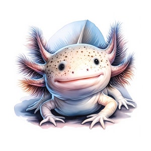 Axolotl-clipart | 12 hoogwaardige JPG's | Leuke Axolotl-clipartbundel | Waterkunst | Afdrukbare items | Papiermodellen | Commercieel gebruik