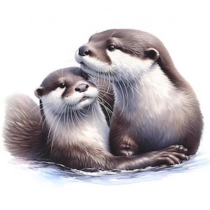 Paquete de imágenes prediseñadas de nutria: 10 imágenes JPG de alta calidad. Imágenes prediseñadas de nutria adorables. Arte mural. Arte acuático. Impresiones digitales. Acuarela. Uso comercial.