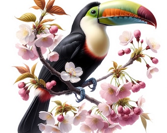Toucan Clipart Bundle: Tropical Bird Art, Commercial Use (Digital Download) 11 JPGs