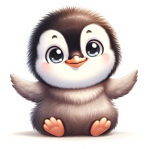 Clipart de pingüino bebé / 12 archivos JPG de alta calidad / Lindo paquete de imágenes prediseñadas de pingüinos / Arte infantil / Arte de pingüinos / Imprimibles / Uso comercial