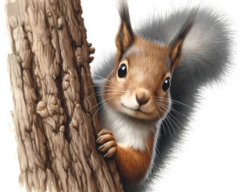 Whimsical Squirrel Clipart Bundle | Wildlife Art Printables (JPGs, Digital Download) Set of 12