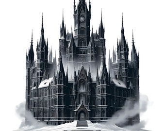 15 Gothic Castle Clipart: Dark Medieval Architecture (JPG Digital Download)