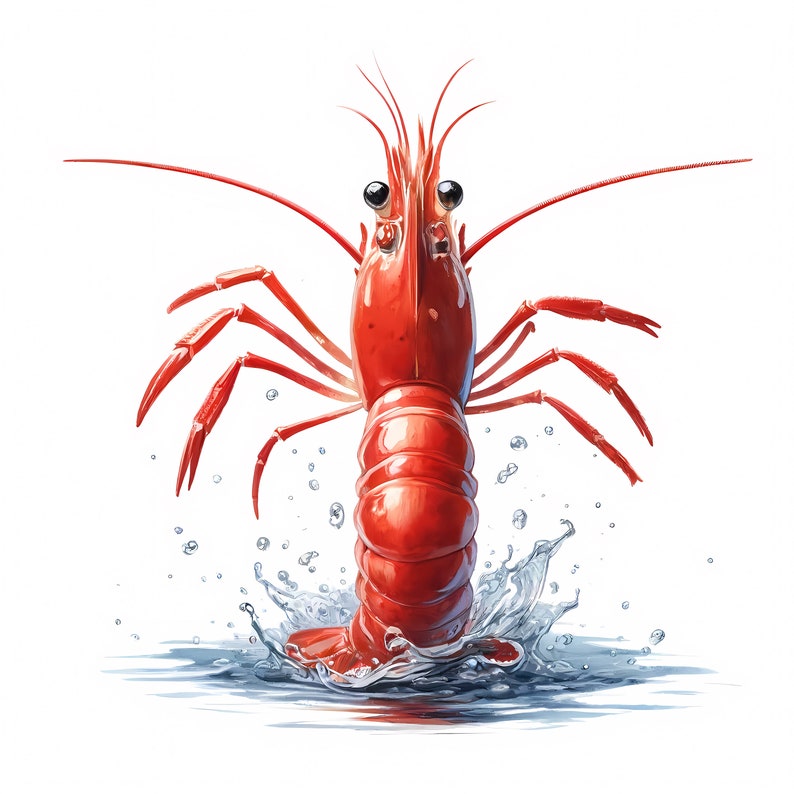 Shrimp Clipart: Seafood Art Prints, Coastal Decor (Digital Download, Commercial Use) 11 JPG image 3