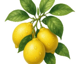 Lemon Branch Clipart Bundle: Watercolor Citrus Fruit PNGs (Digital Download, Set of 10)